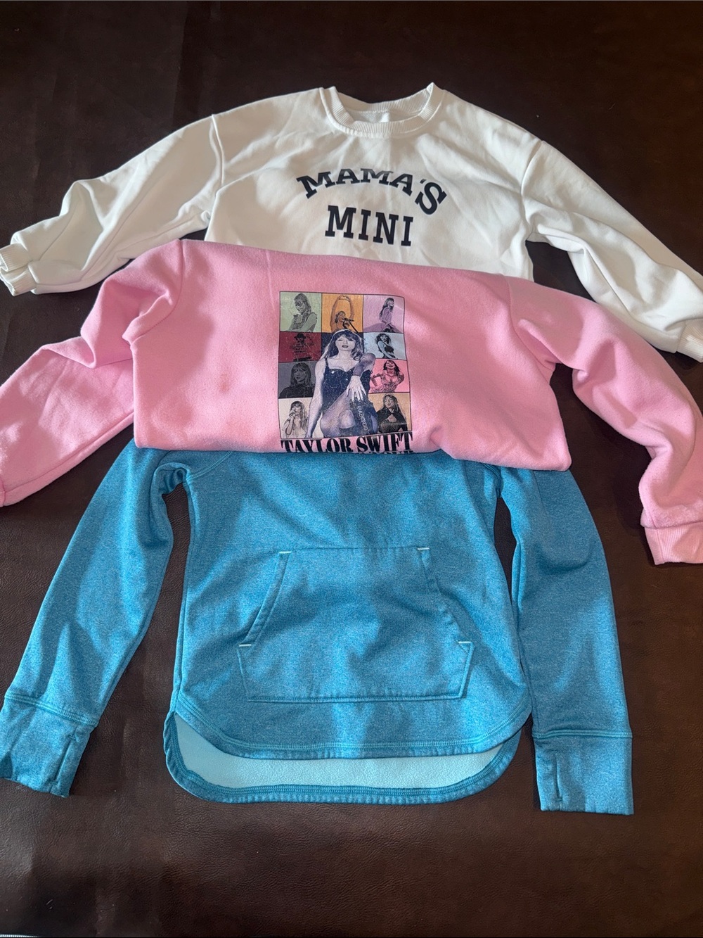 Taylor Swift Pink Kids Graphic Sweatshirt with White & Blue Layer